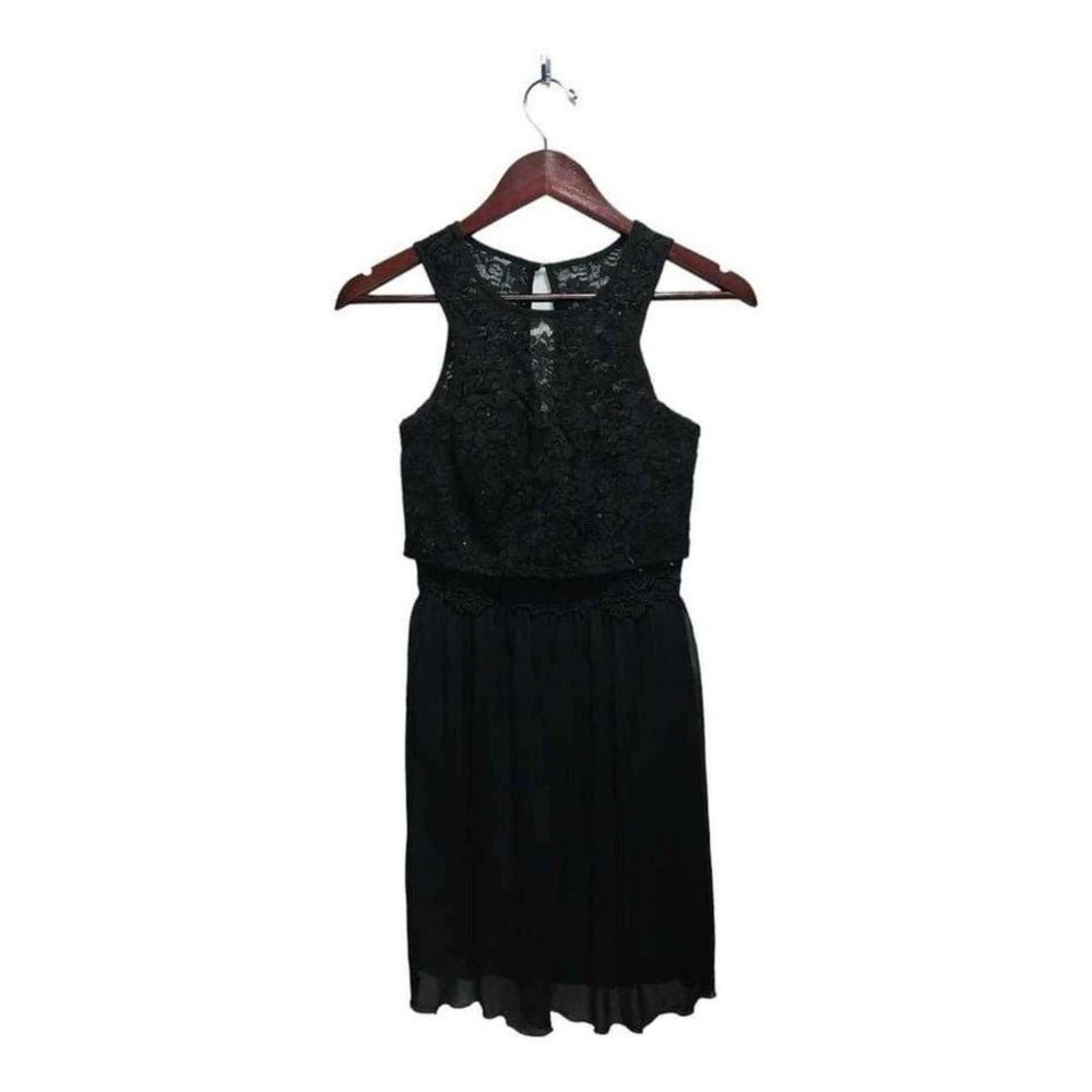 Sexy black dress w/sequins & Lace sleeveless by IN. San Francisco is Sz 3 - Picture 2 of 5